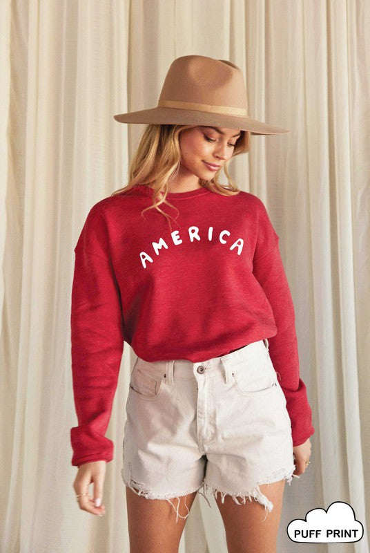 America Puff Print Sweatshirt